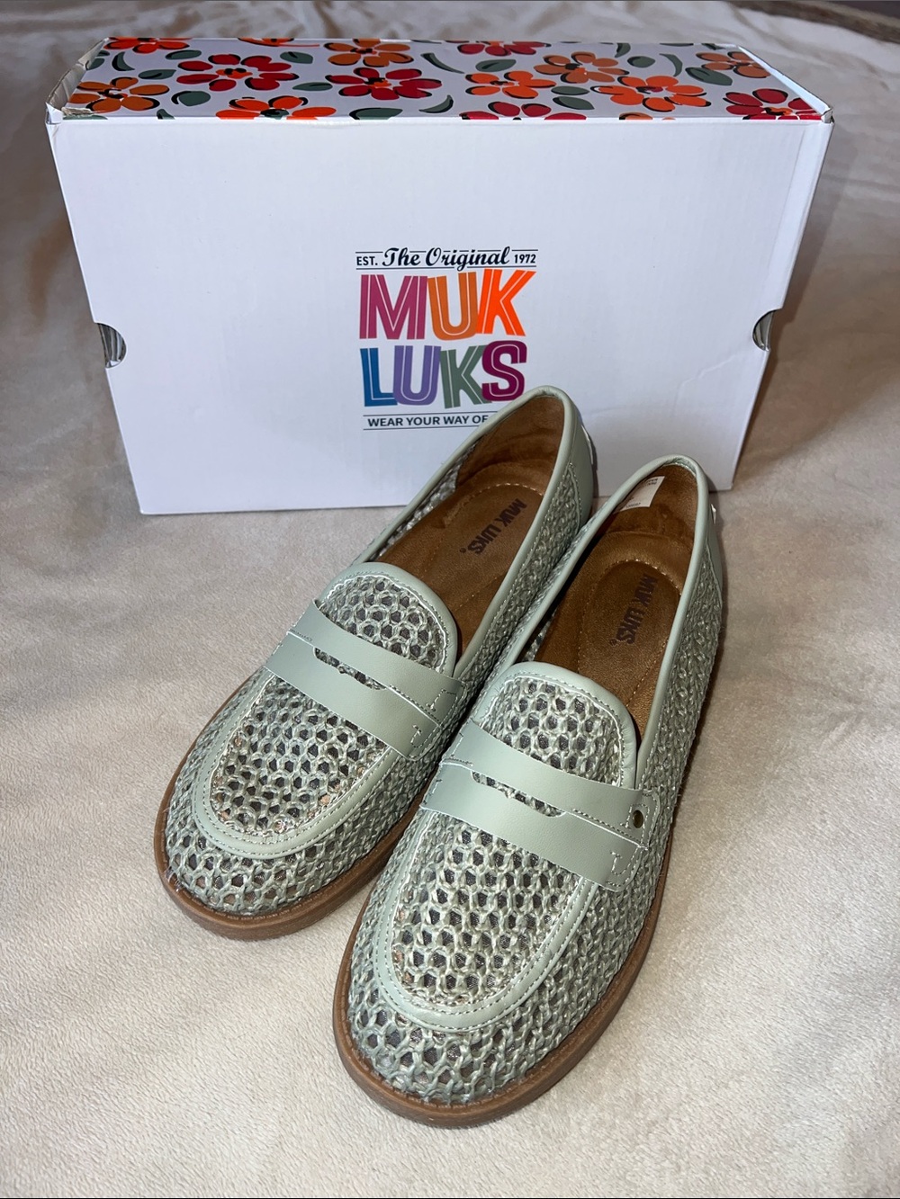 Muk Luks Vania Sage Woven Penny Loafers